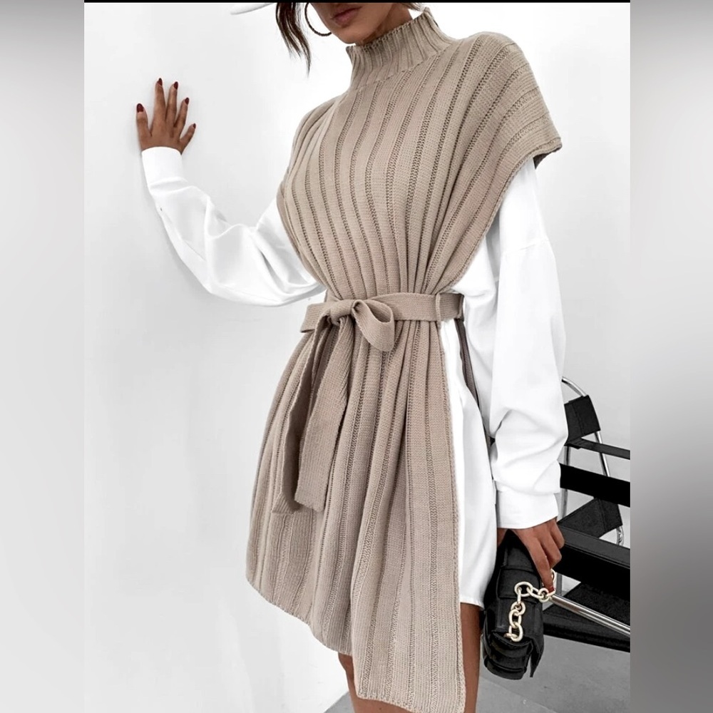 🥰 2 for 20 🥰 High neck Slit side sweater dress - Picture 1 of 7